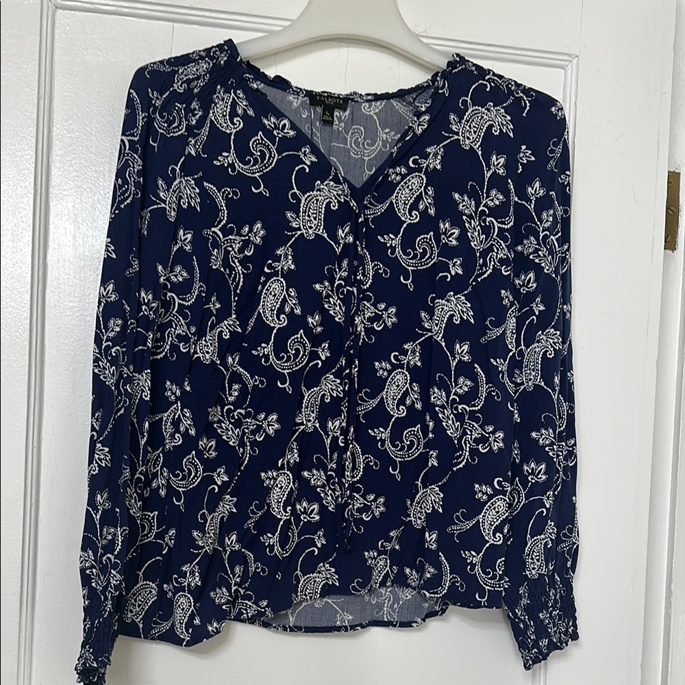 Navy Blue Floral Women's Top